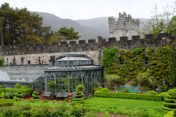 In the park of Glenveagh Castle a large country house built in the 1870s near the villages of Church Hill and Gweedore in County Donegal, Ireland