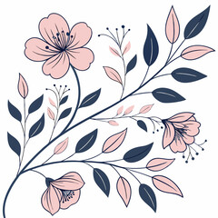 Seamless Hand-Drawn Floral Vector Pattern with Soft Pastel Flowers and Leaves