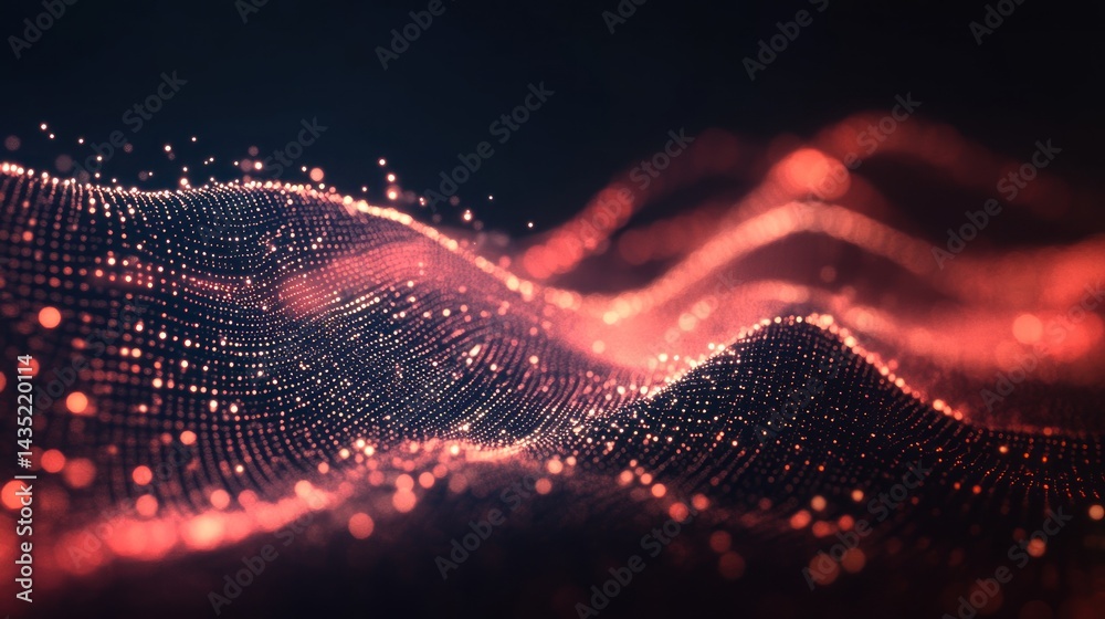 Aufkleber Abstract digital wave of glowing particles