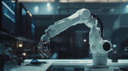 Advanced robotic arm in a modern laboratory setting