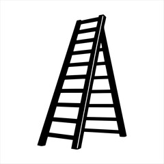 Folding ladder vector silhouette construction equipment access solution