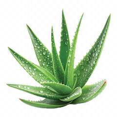 realistic clump of green aloe vera plant isolated on transparent background