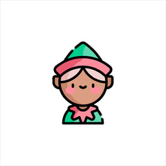 Cute christmas elf smiling cheerfully with rosy cheeks and green hat, isolated on white, spreading holiday cheer.