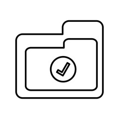 Folder with Confirmation Icon: A minimalist illustration depicts a digital folder, featuring a checkmark icon confirming its functionality and signifying a positive outcome.