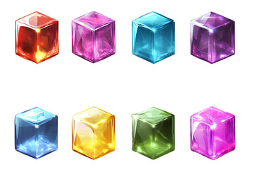 Colorful cubes, transparent background