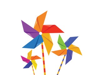 Colorful Pinwheels for Bengali New Year Celebration on White BackgroundColorful Pinwheels for Bengali New Year Celebration on White Background