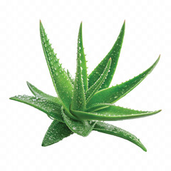 realistic clump of green aloe vera plant isolated on transparent background