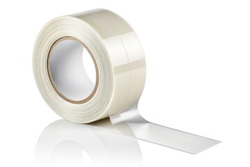 Clear Tape Roll on White Background for Various Uses and Repairs Generative AI