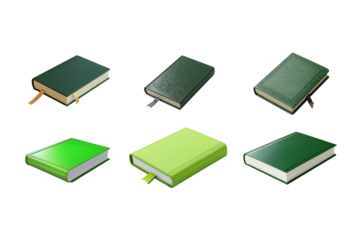 3D green book on white background
