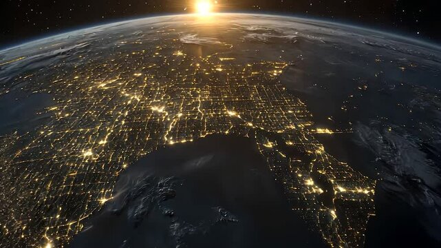 Earth's Eastern US at Sunrise from Space