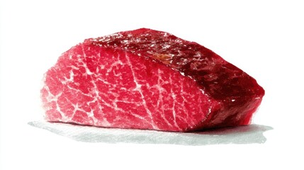 Fototapeta premium Watercolor of Delicious Grilled Beef Steak Detailed Hand Drawn,illustration,Freshly medium rare grilled beef steak, fried meat, close-up, isolated on white background.