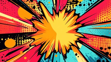 Vibrant Comic Book Explosion: A Dynamic Burst of Color and Energy