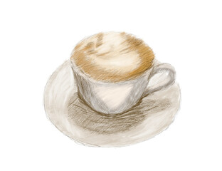 Digital painting of a cappuccino coffee cup	