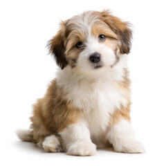 Cute fluffy puppy isolated on transparent or white background