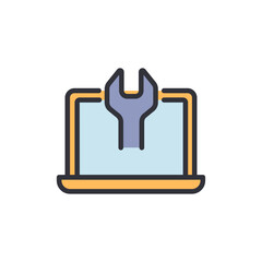 Web maintenance colored icons, minimalist vector illustration ,simple transparent graphic element .Isolated on white background