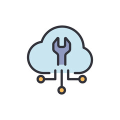 Cloud maintenance colored icons, minimalist vector illustration ,simple transparent graphic element .Isolated on white background