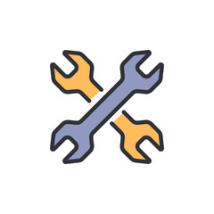 Repair wrench colored icons, minimalist vector illustration ,simple transparent graphic element .Isolated on white background
