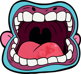 High‑Definition Explosive Cartoon Mouth Vector Illustration – Vibrant Open Lips, Teeth & Tongue with Bold, Colorful Expression for Playful and Dynamic Digital Art & Design Projects