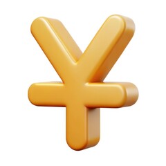Obraz premium Golden yen currency symbol rendering on white background
