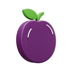 Plump Purple Plum: A Simple 3D Rendered Fruit Icon