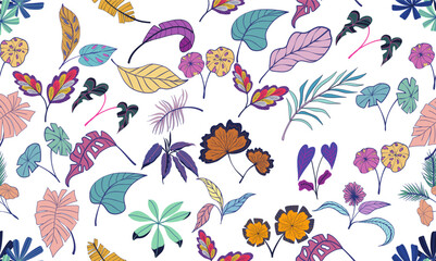 Seamless pattern of leaves illustration textile 