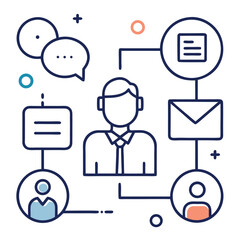 Corporate Communication Icons in Outline Style