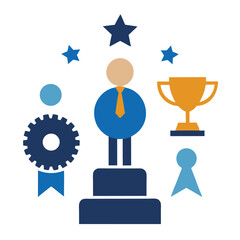 Corporate Success and Achievement Icons in Simple Style