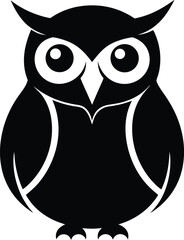  Cute cartoon owl vector illustration,  black silhouette of owl bird