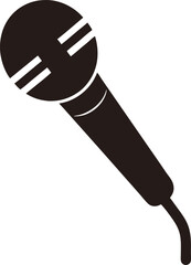 Black Silhouette of a microphone, Vector microphone silhouette isolated on transparent background