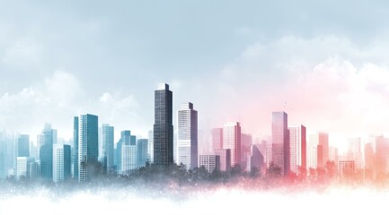 Naklejka premium Modern City Skyline Artistic Illustration