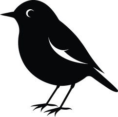 Black Silhouette of a Robin bird, silhouette of a robin