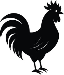 Black Silhouette of a Rooster animal 