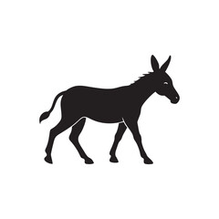 Walking Donkey Silhouette On White