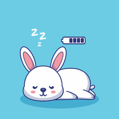 Illustration vector grapich of a sleeping rabbit perfect for stickers design 