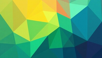 Fototapeta premium Dynamic triangular shapes in blue, green, and orange on abstract background, shapes, texture