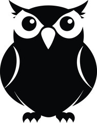 Owl silhouette vector style with black and transparent background.
