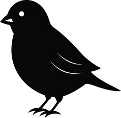 Black Silhouette of a sparrow, animal silhouette vector illustration