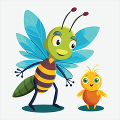 Firefly bee vector art illustration.