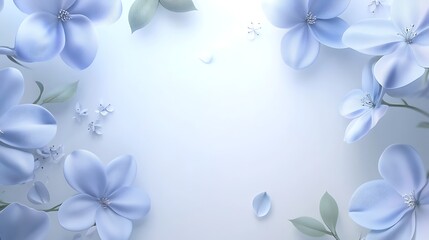 Pastel Blue Flowers Frame Background.
