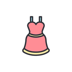 Bride dress colored icons, minimalist vector illustration ,simple transparent graphic element .Isolated on white background