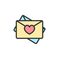 Wedding invitation colored icons, minimalist vector illustration ,simple transparent graphic element .Isolated on white background