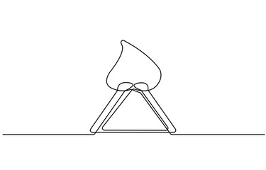  Fire on a match. Match drawn with a continuous line. One line drawing of a hand holding a match. reproductive system uterus vector illustration isolated on white background.