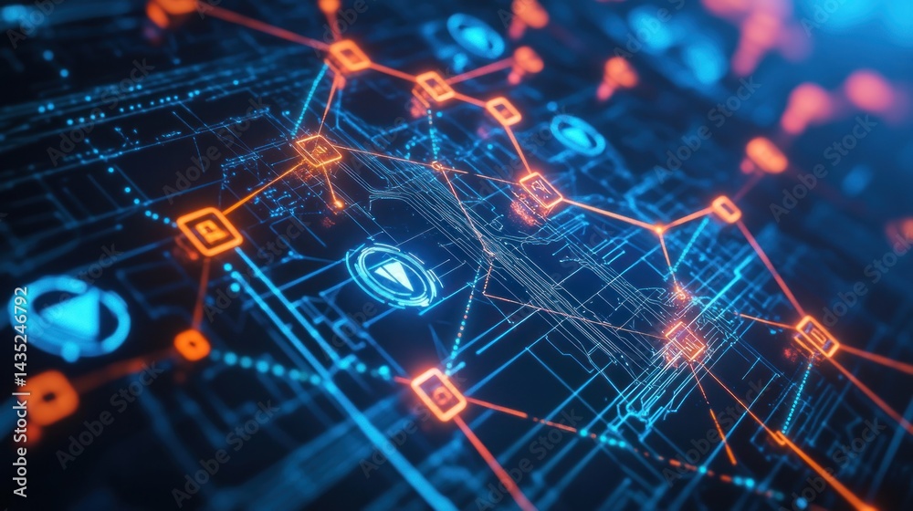 Leinwandbilder complex network of interconnected data points