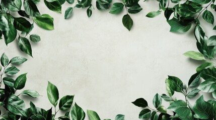 Green Leaves Border: A simple yet elegant design featuring a border of lush green leaves on a neutral background, perfect for adding a touch of nature to your projects.