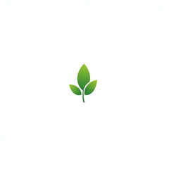 Obraz premium Minimalist Illustration of a Green Plant with Three Leaves on a White Background