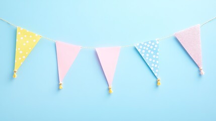 Pastel Bunting with Blue Background.