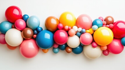 Obraz premium A dazzling collection of colorful balloons is arrayed against a neutral background, perfect for a festive party atmosphere or decorated celebration setting.