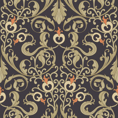 Seamless floral pattern. Earthy tone design.