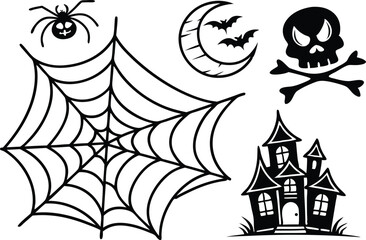 Spooky Halloween Elements for Crafting and Design. Creepy Spooky Halloween Elements Clipart Set. Fun Spooky Halloween Elements for DIY Projects. Halloween Elements Bundle in Spooky Style