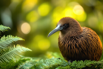 of kiwi bird in its natural habitat in new zealand showcasing its unique features and surroundings.